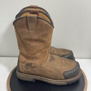 HAWX Work Boots Mens Size 11D Brown Leather Composite Toe Metguard Pull On Shoes